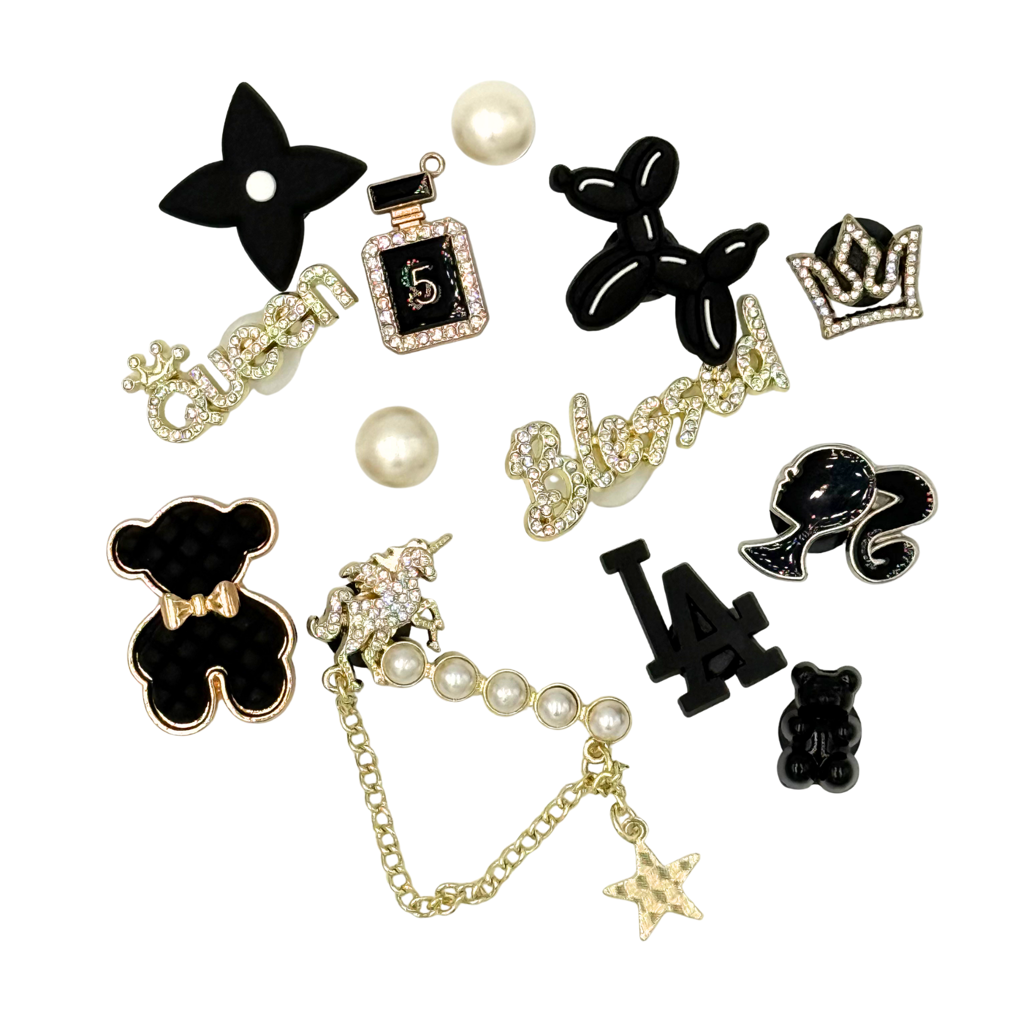 Pack of 13 Charms - Black & Gold