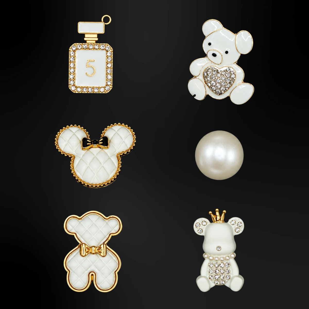 Clogs Charms - White Metallic