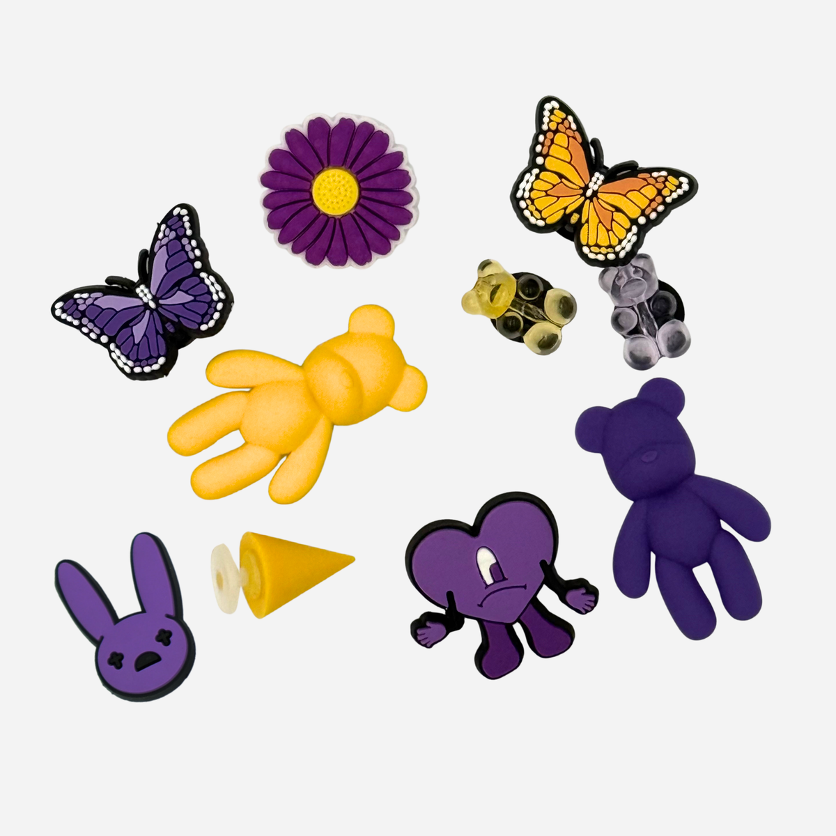 Pack of 10 Charms - Purple and Yellow