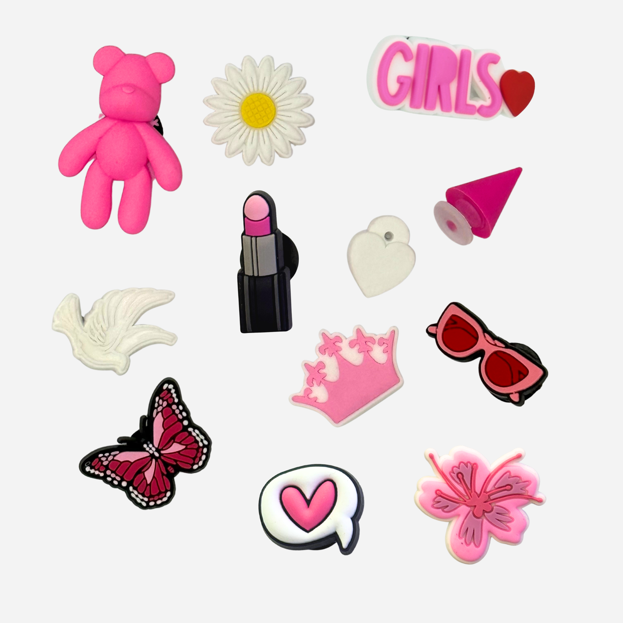 Pack of 9 Charms - Pink & White