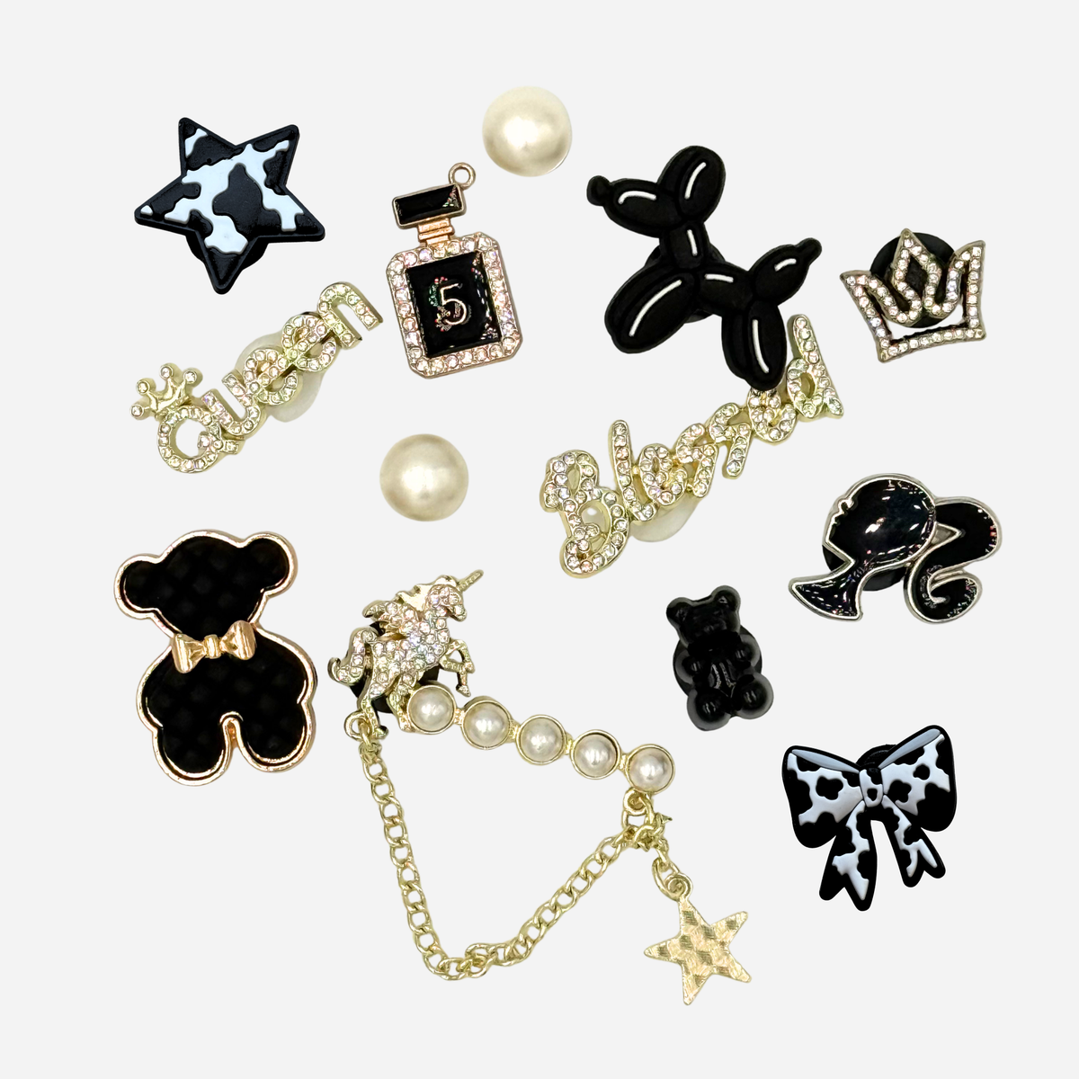 Pack of 13 Charms - Black & Gold