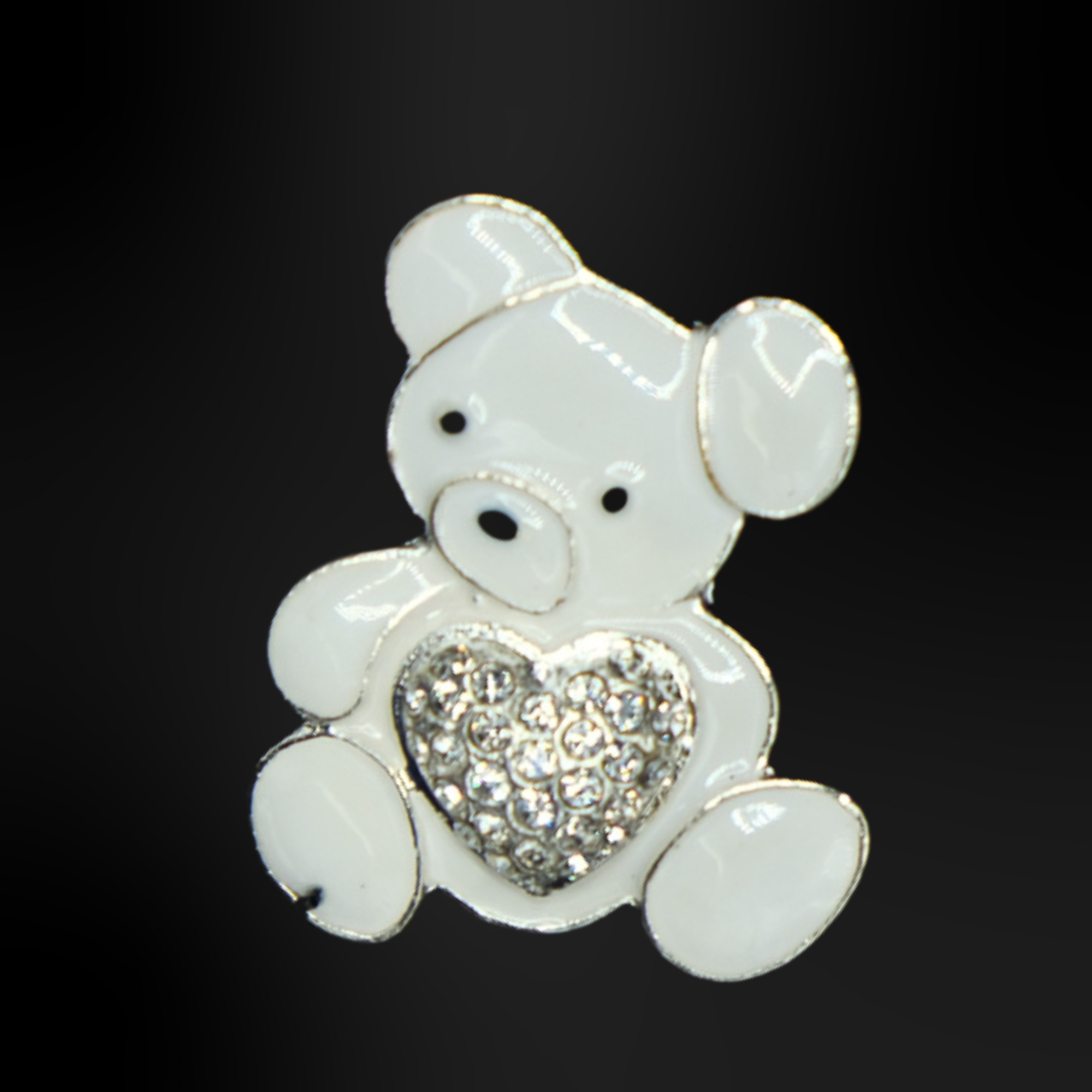 pins metallique ours blanc argenté