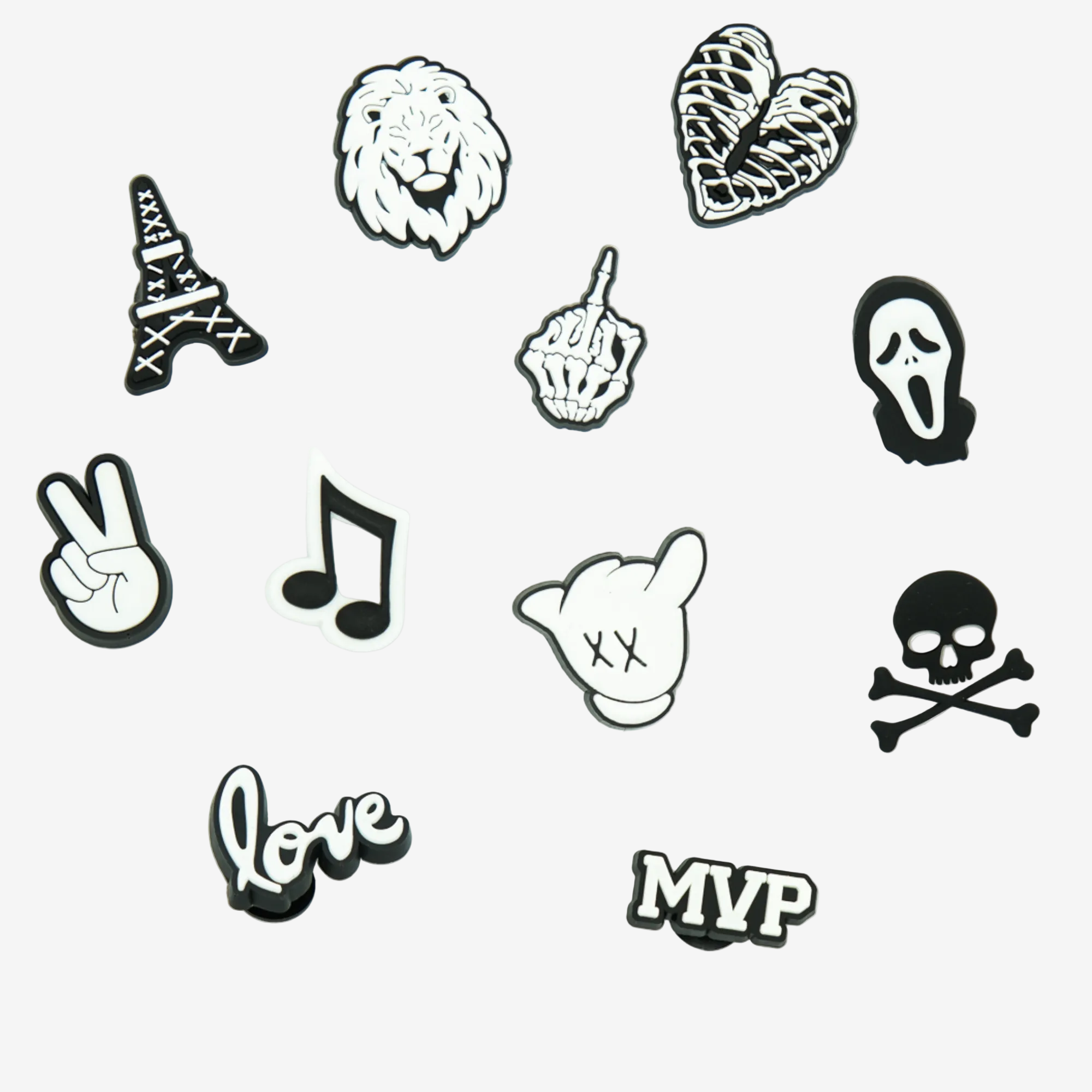 pins pour clogs noir et blanc